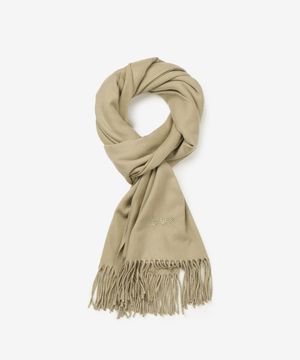 베이직 니트 자수 머플러 라이트그린