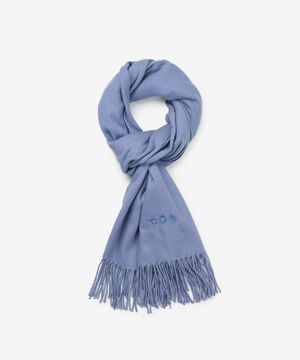 베이직 니트 자수 머플러 스카이블루