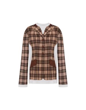 체크 코튼 저지 티셔츠