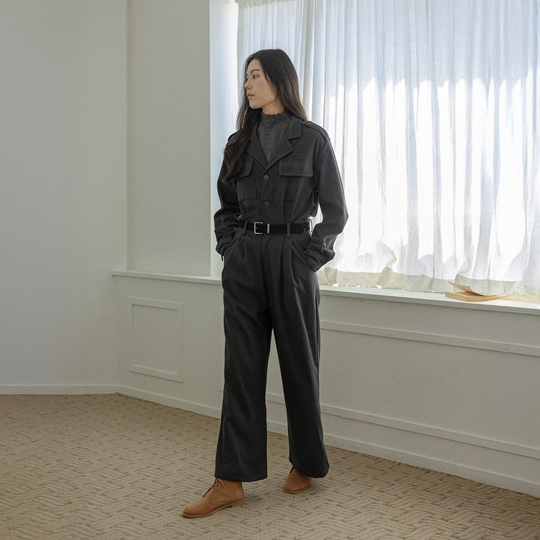 LS_Slim-fit formal dress pants_BEIGE GRAY