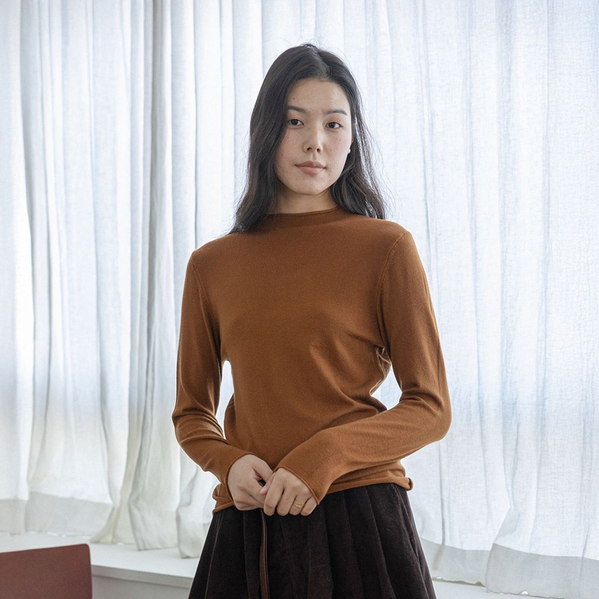 랭썬(LANGSON) LS_Crew neck lightweight knit top_4color