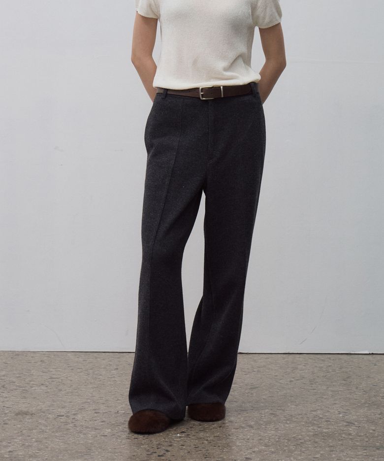 WOOL BUTTON POCKET PANTS (CHARCOAL)