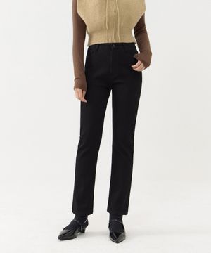 탄탄한 겨울 본딩기모 일자 데님/스트레이트핏(블랙)