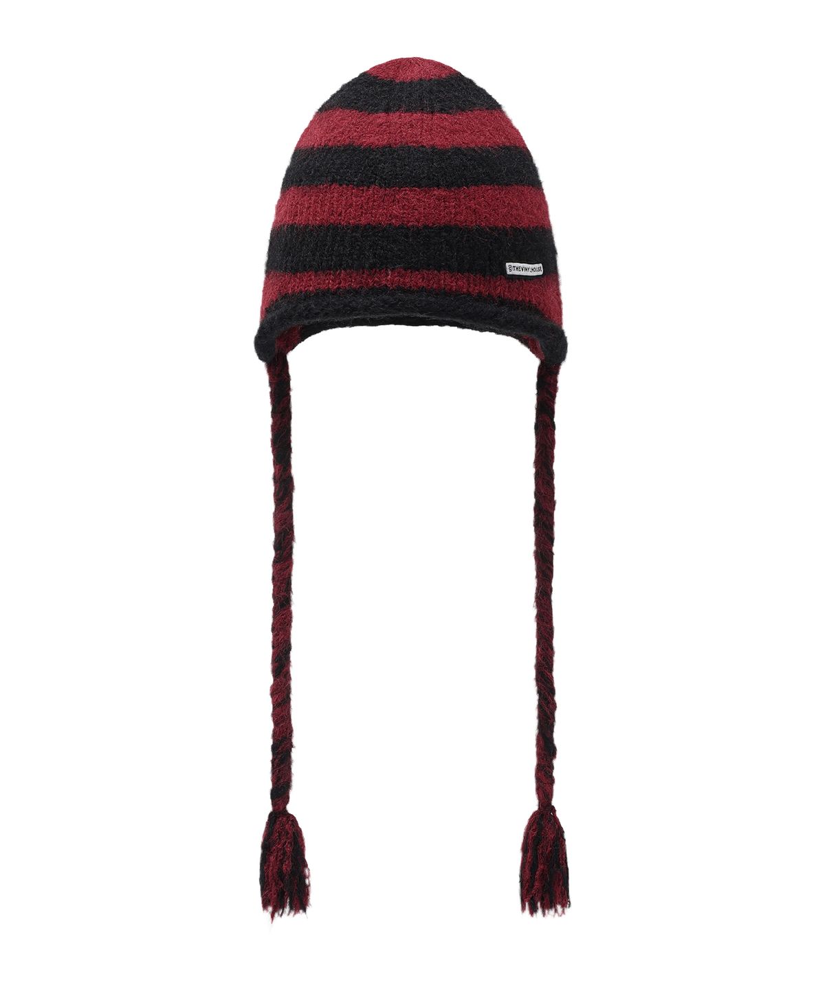 더바이닐하우스(THEVINYLHOUSE) EAR FLAP STRIPE BEANIE RED