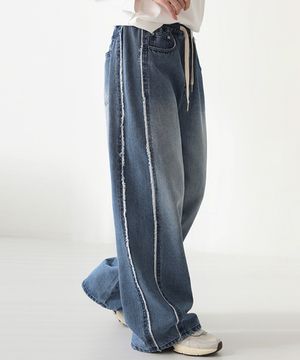 사이드 수술 뒷 A자수 밴딩 진 710944