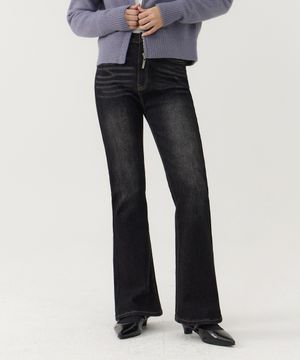 탄탄한 겨울 본딩기모 *롱* 부츠컷 데님 (워싱블랙/긴기장)