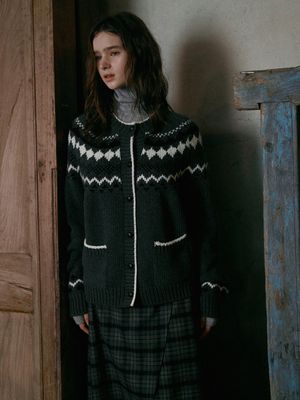 ROSY wool cowichan cardigan_GRAY