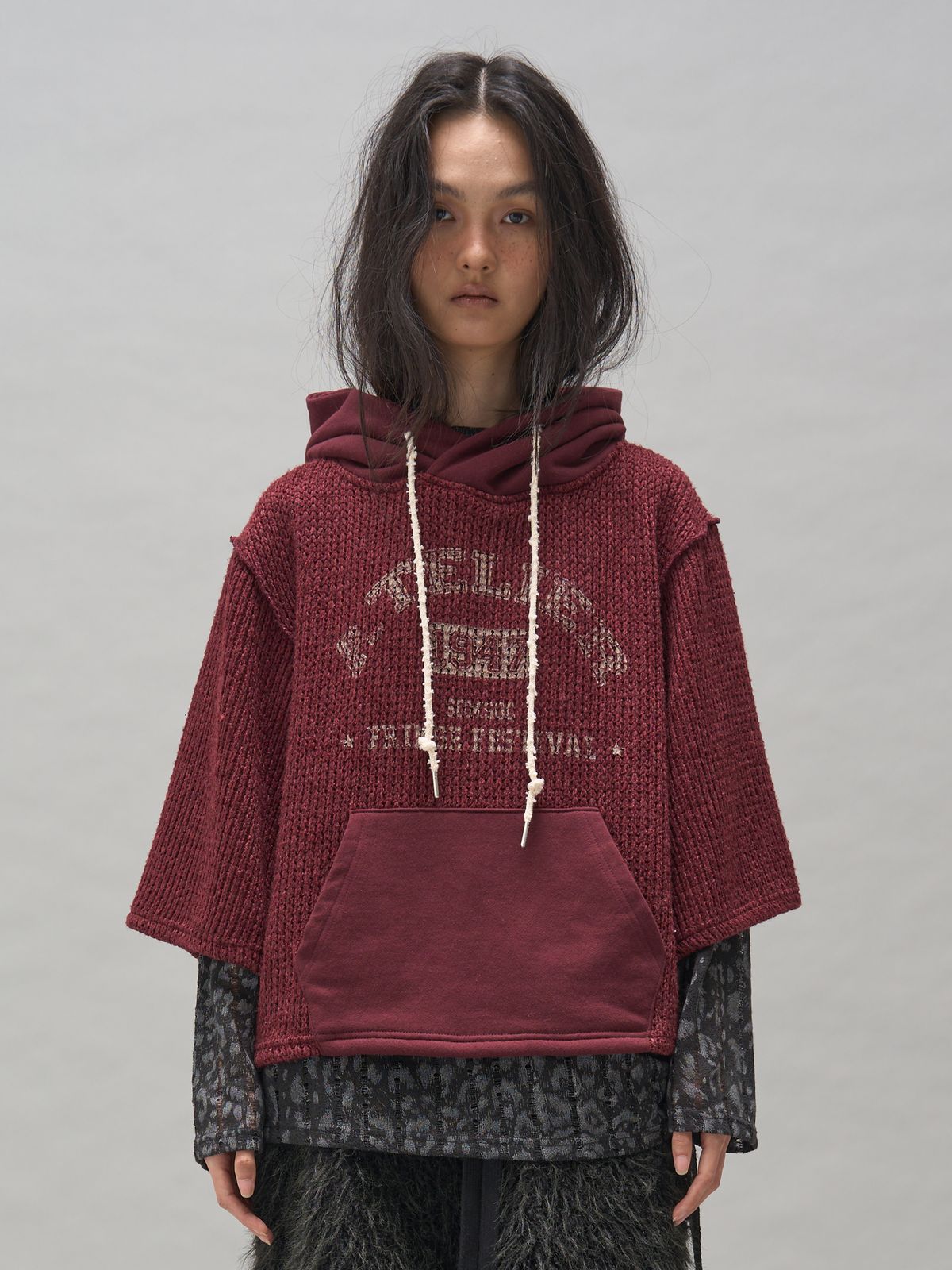 솜속(SOMSOC) ATELIER KNITTED HOODIE_BURGUNDY