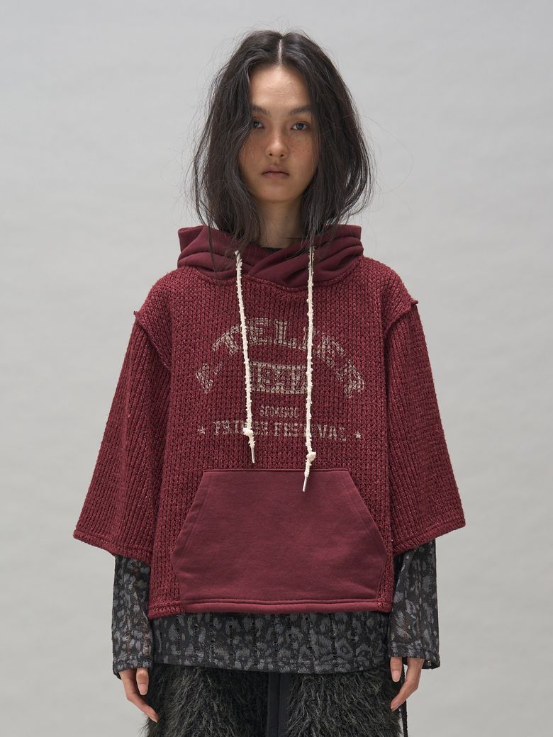 ATELIER KNITTED HOODIE_BURGUNDY