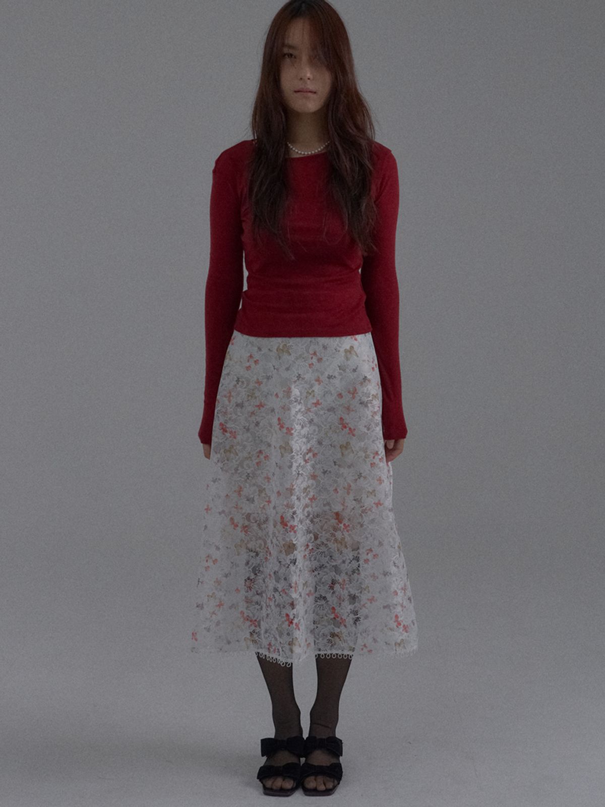 쏘리, 투 머치 러브(SORRY, TOO MUCH LOVE) Slim Wool Lyocell Tee_Red