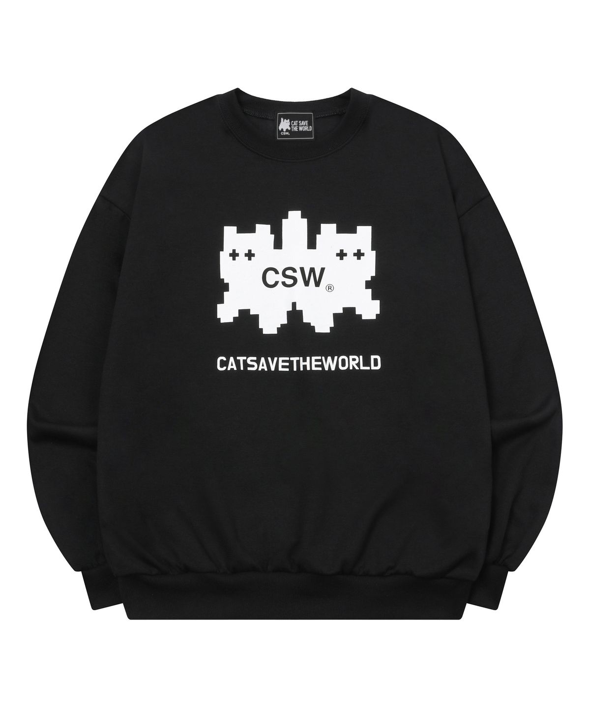 캣세이브더월드(CATSAVETHEWORLD) 미유 데칼코마니 캣 로고 맨투맨
