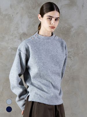 버튼 포인트 울 티셔츠 (2color)