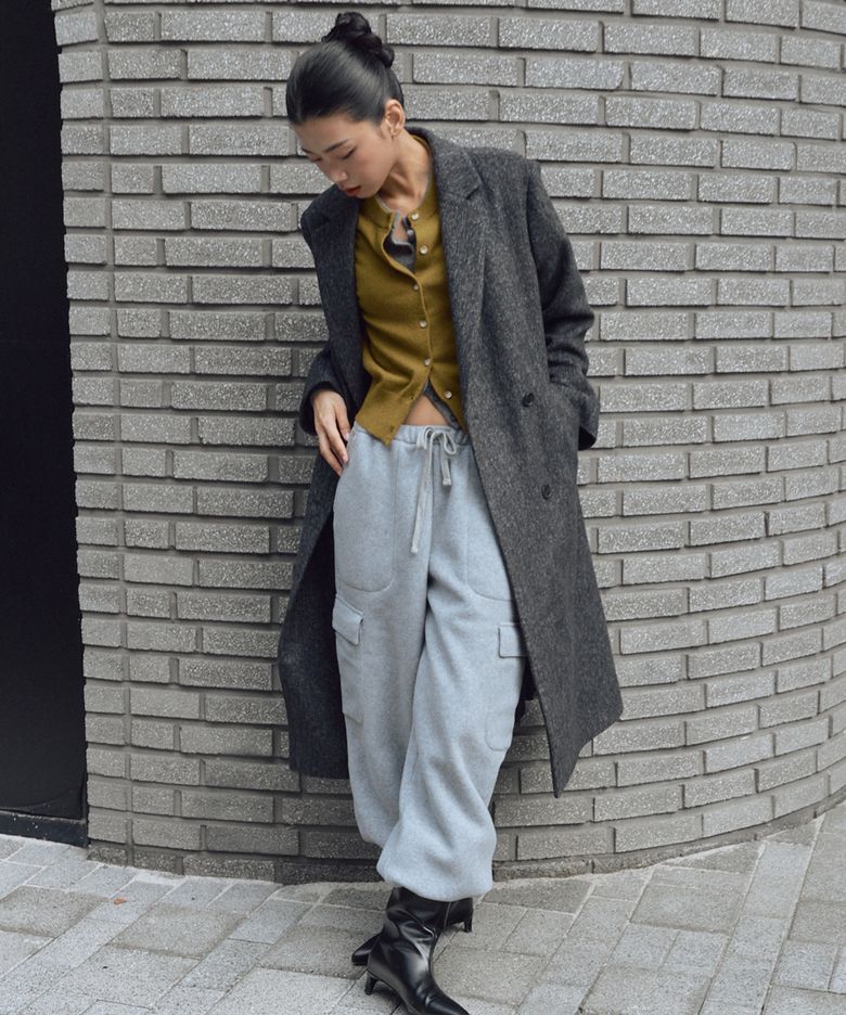 더블 브레스트 울 롱 코트 [GREY]