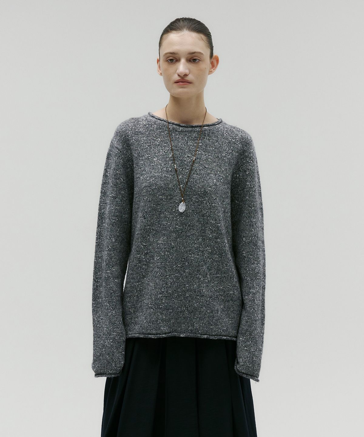 솔티페블(SALTY PEBBLE) MELANGE LOOSE KNIT [GREY]