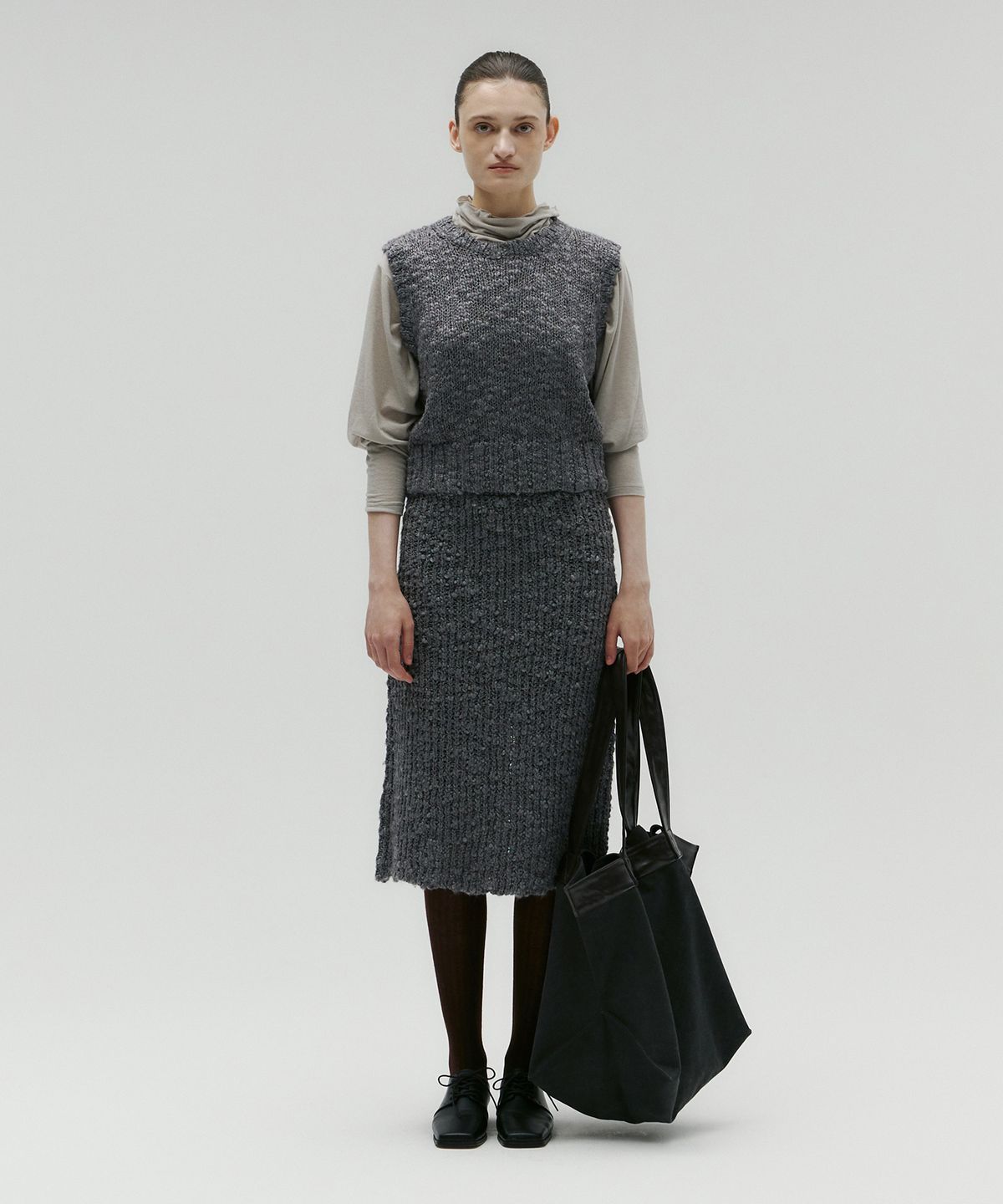 솔티페블(SALTY PEBBLE) BOLD KNIT WOOL VEST [GREY]