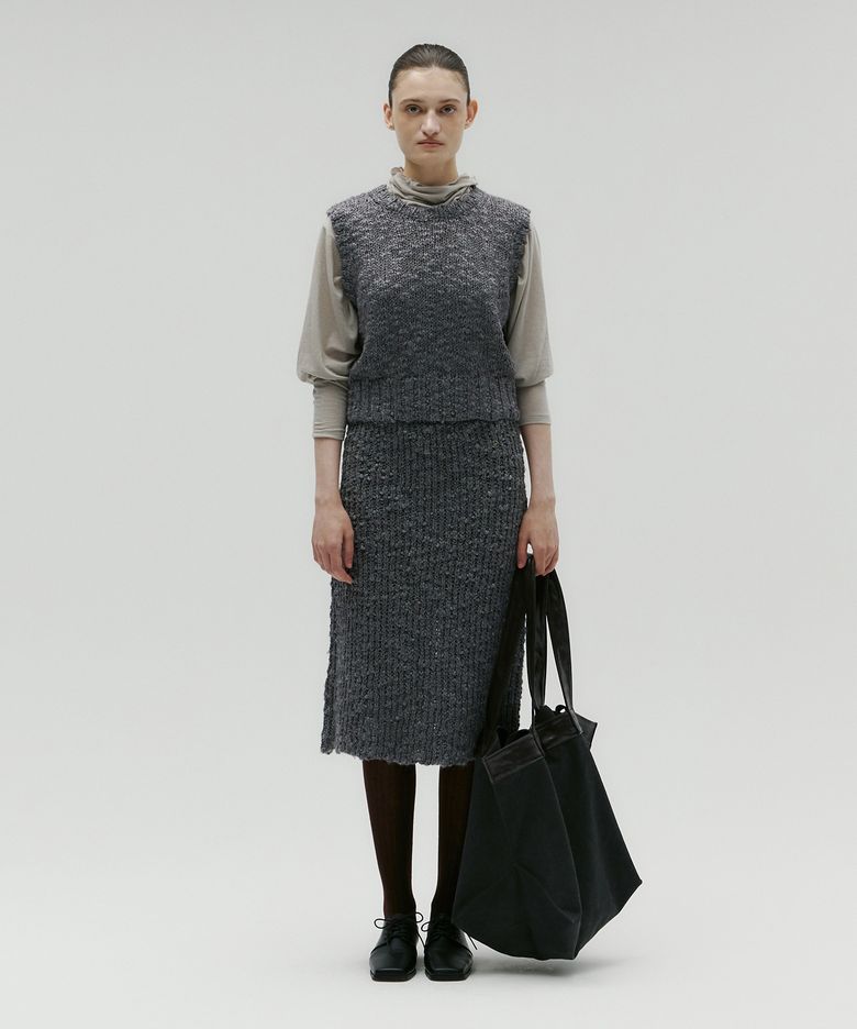 BOLD KNIT WOOL VEST [GREY]