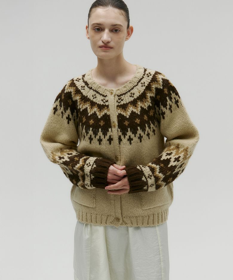NORDIC HEAVY CARDIGAN [BEIGE]