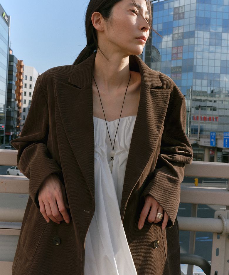 FLEECE LINED CORDUROY DOUBLE JACKET [BROWN]