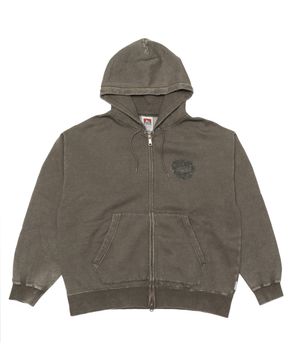 블리치 워싱 패치 후드집업 카키