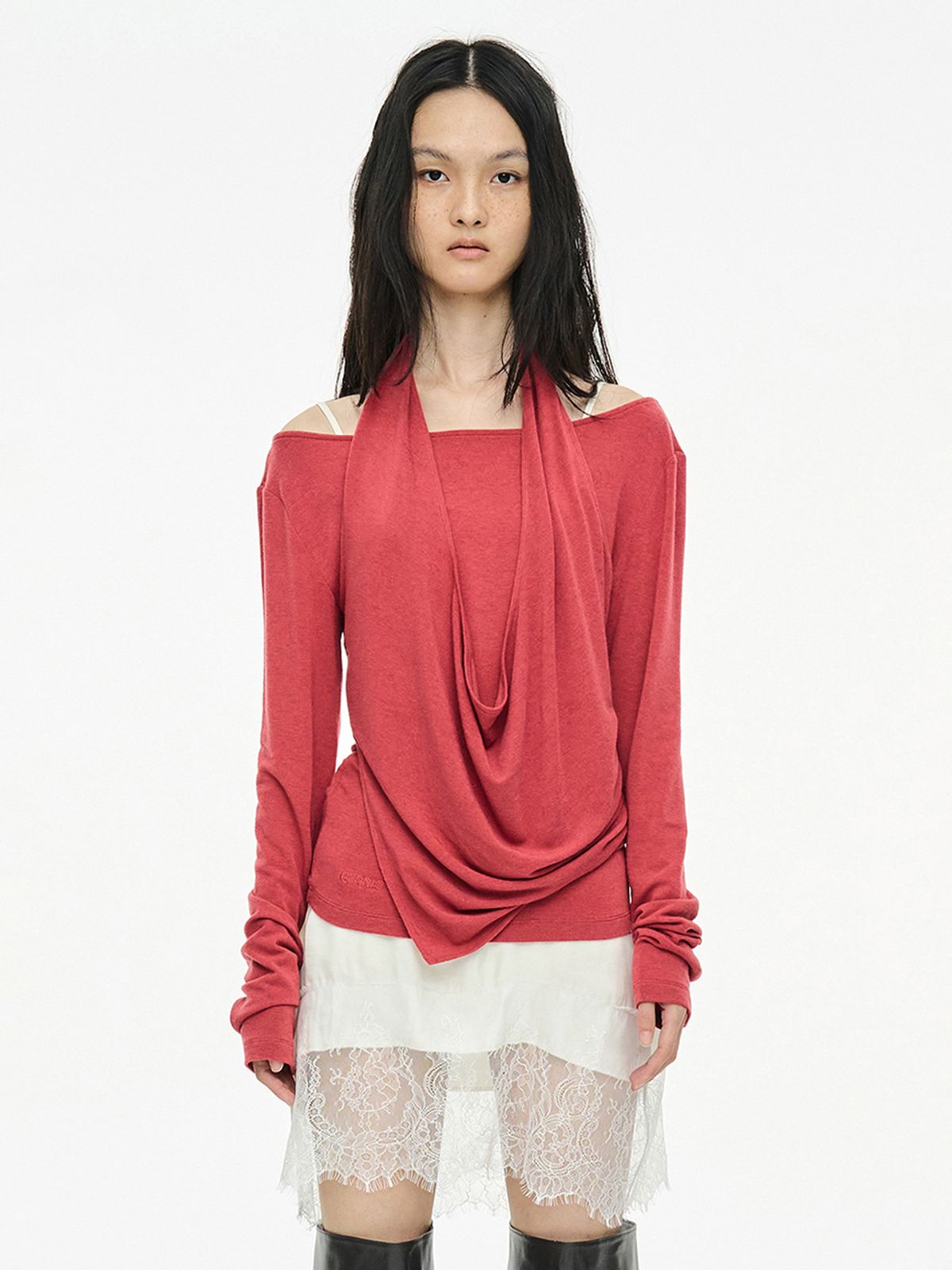 세릭(CERRIC) LAYERED HALTER TOP / RED