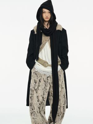 TIED HOOD MUFFLER / BLACK