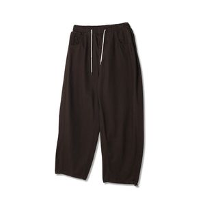 워시드 코튼 와이드 트윌 팬츠 (브라운