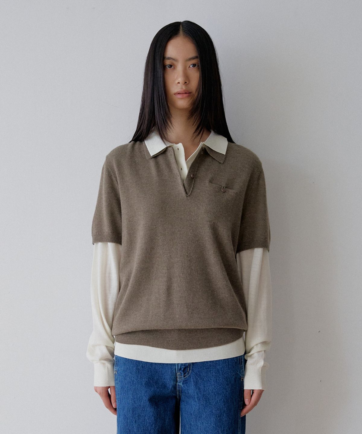 모헤(MOHAE) Merino collar knit _ brown