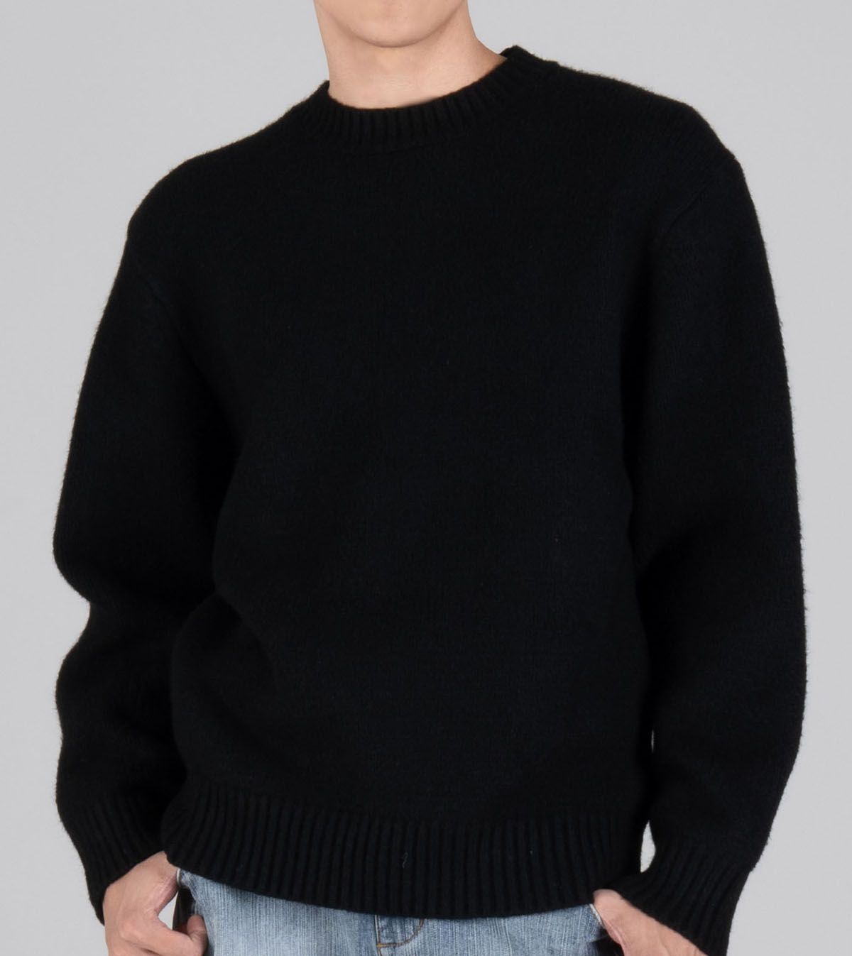 버튼서울(BUTTON SEOUL) 울블렌드 라운드 헤비 니트 (블랙)