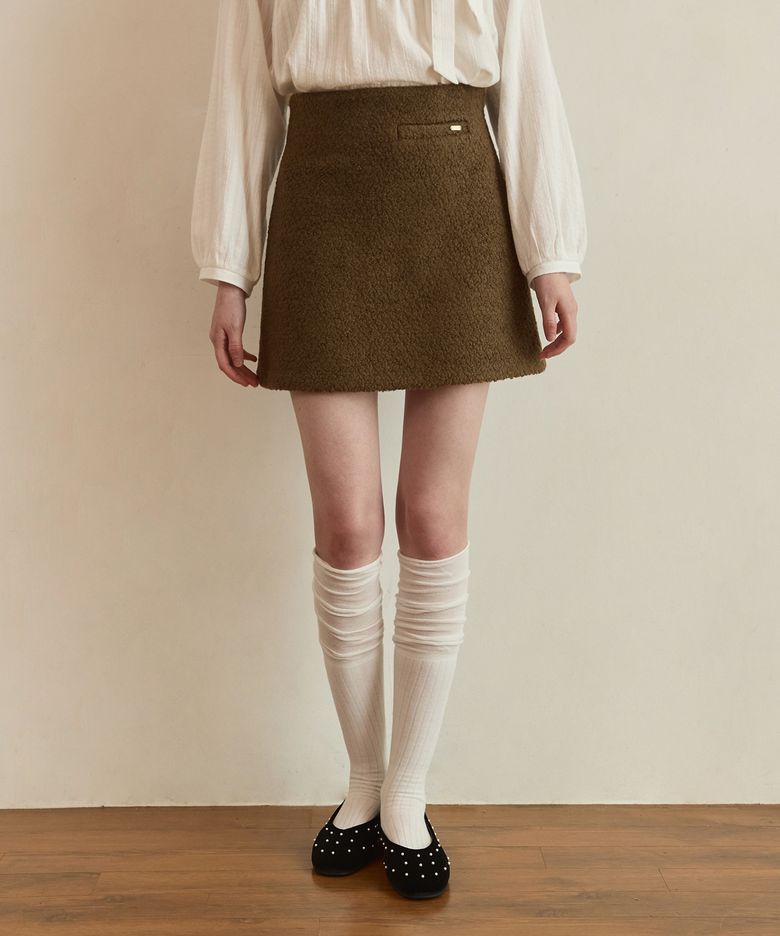 Teddy boucle tweed mini skirt - brown