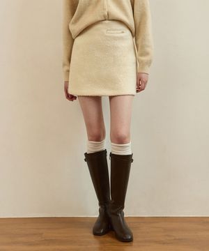Teddy boucle tweed mini skirt - ivory