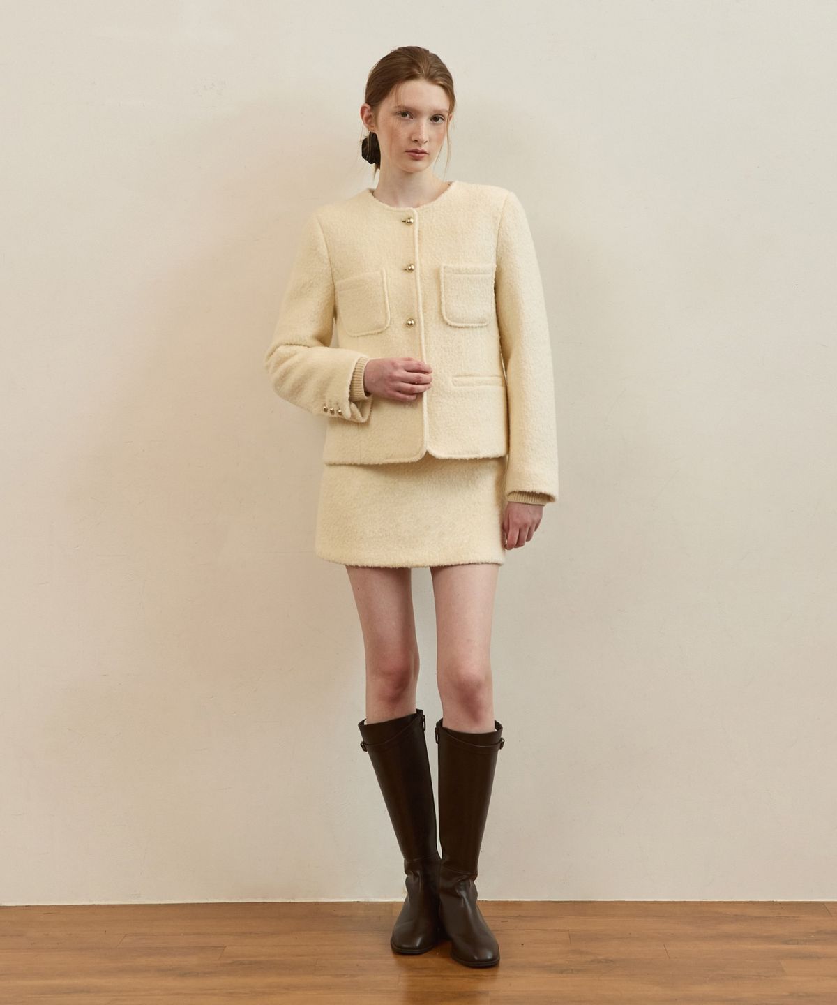 어다울(ADAUL) Teddy tweed set - ivory