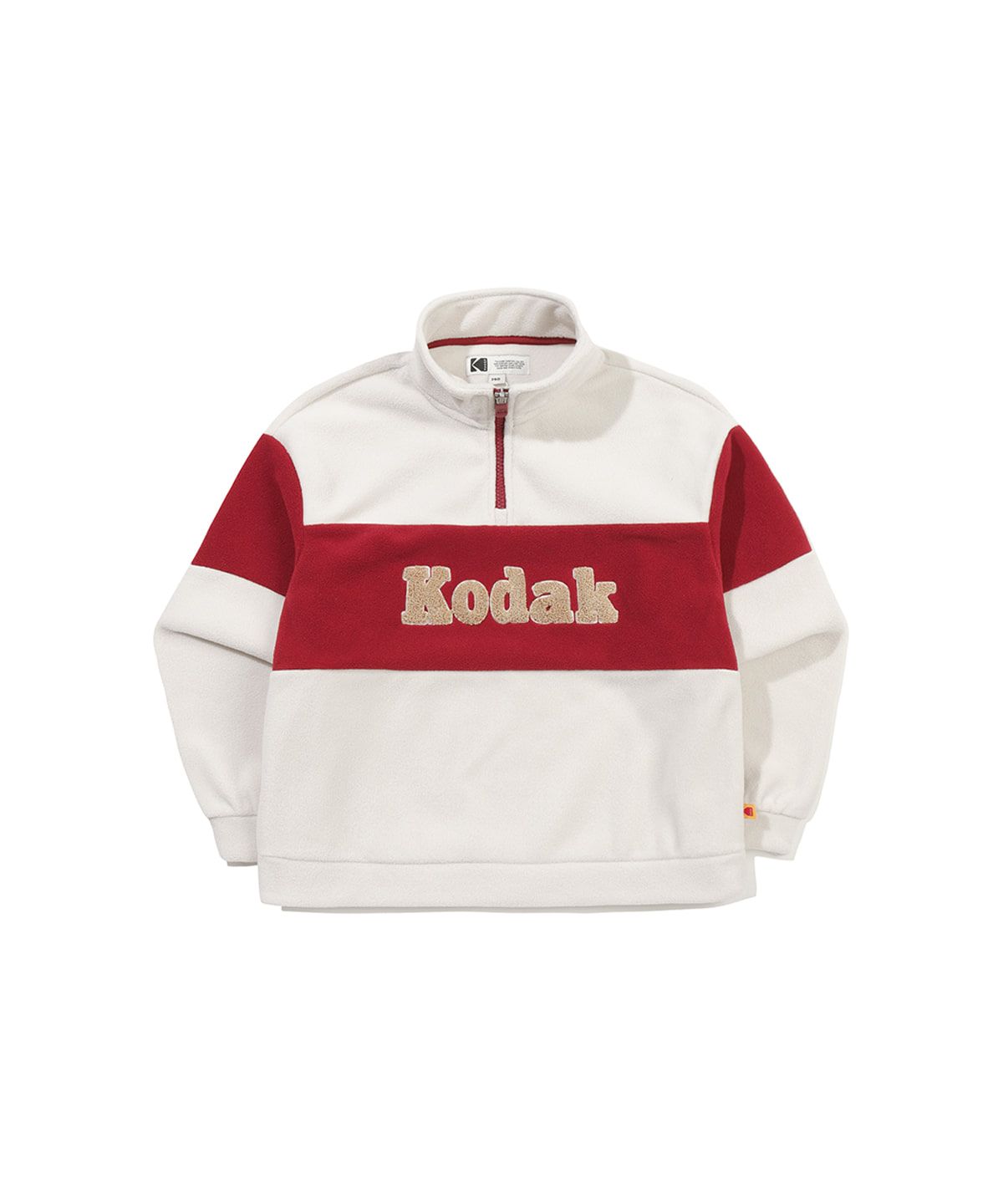 코닥 키즈(KODAK KIDS) 컬러블럭 마이크로플리스 반집업 맨투맨 키즈 IVORY
