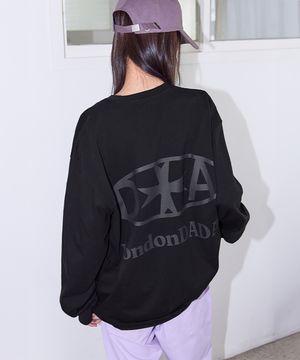 SIGNATURE PRINTED OVERSIZED FIT LONG-SLEEVED T-SHIRT, BLACK