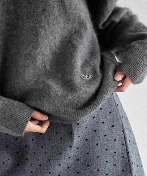 SOFT CASHMERE  PENDANT V PULLOVER KNITWEAR, CHARCOAL
