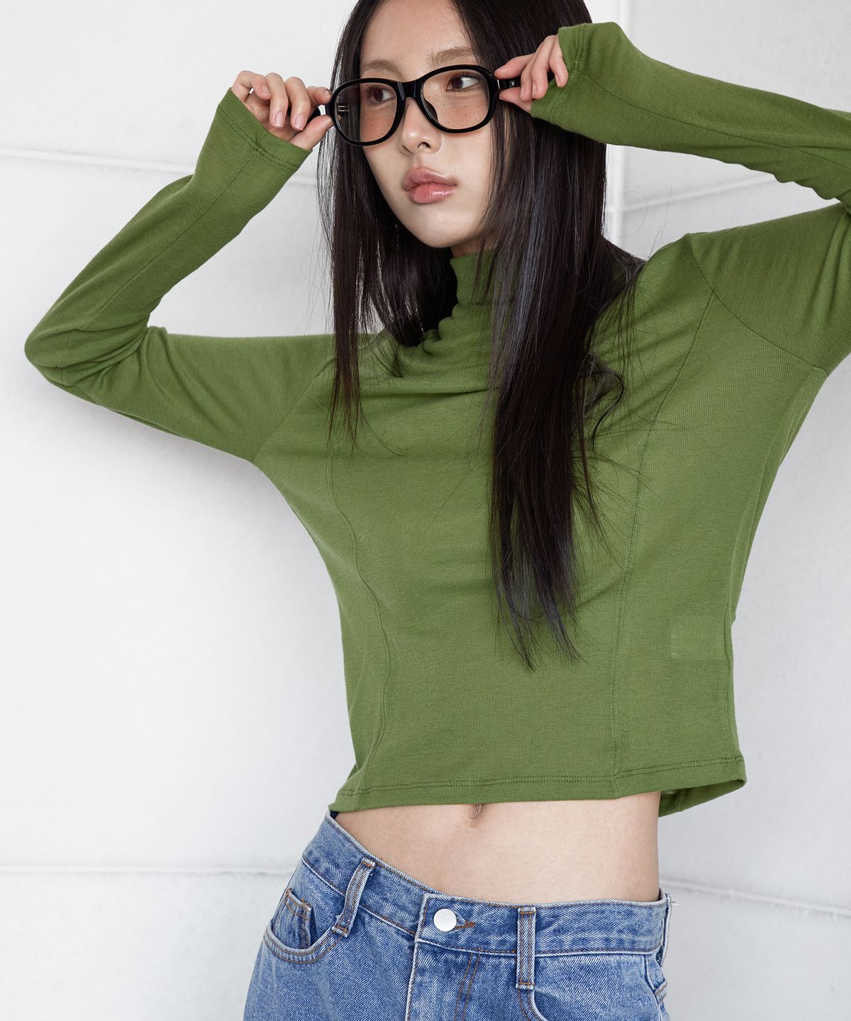 런던다다(LONDONDADA) WOOL BLENDED POLA T-SHIRT, OLIVE