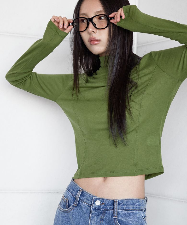 WOOL BLENDED POLA T-SHIRT, OLIVE
