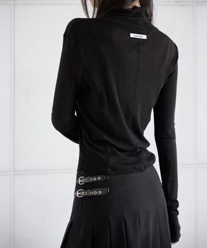 WOOL BLENDED POLA T-SHIRT, BLACK