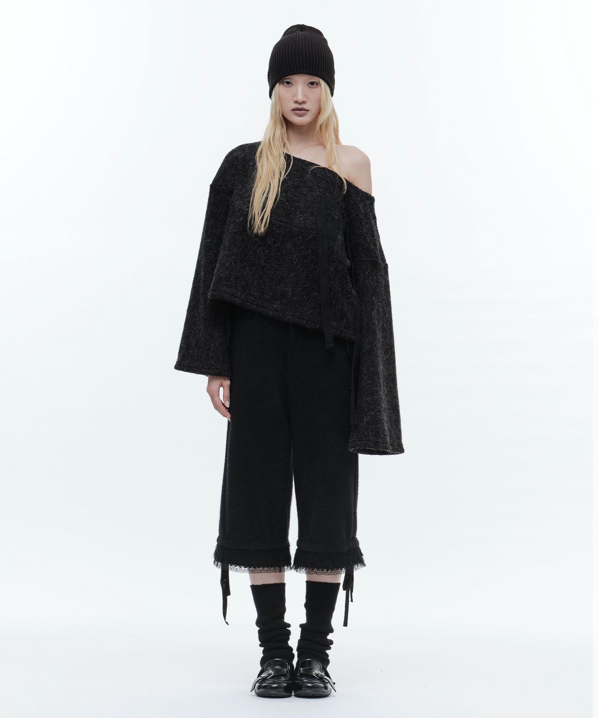웻태그(WET TAG) W WIDE NECK SWEATER CHARCOAL