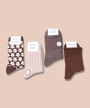 SET004_우드브라운 니트 울 브랜드 양말 선물 세트 SOCKS