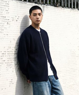 베이직 2WAY 오버핏 집업 니트 가디건 3 Color [ULZG_0002]