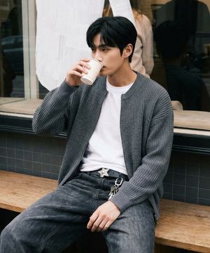 베이직 스탠다드 오버핏 니트 집업 3 Color [ULZG_0002]