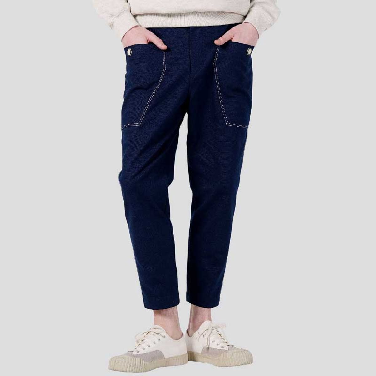 커스텀어스(CUSTOMUS) 남자 옥스포드 10수 유니크 슬림핏 밴딩 팬츠 CXS25FWPT919 NAV