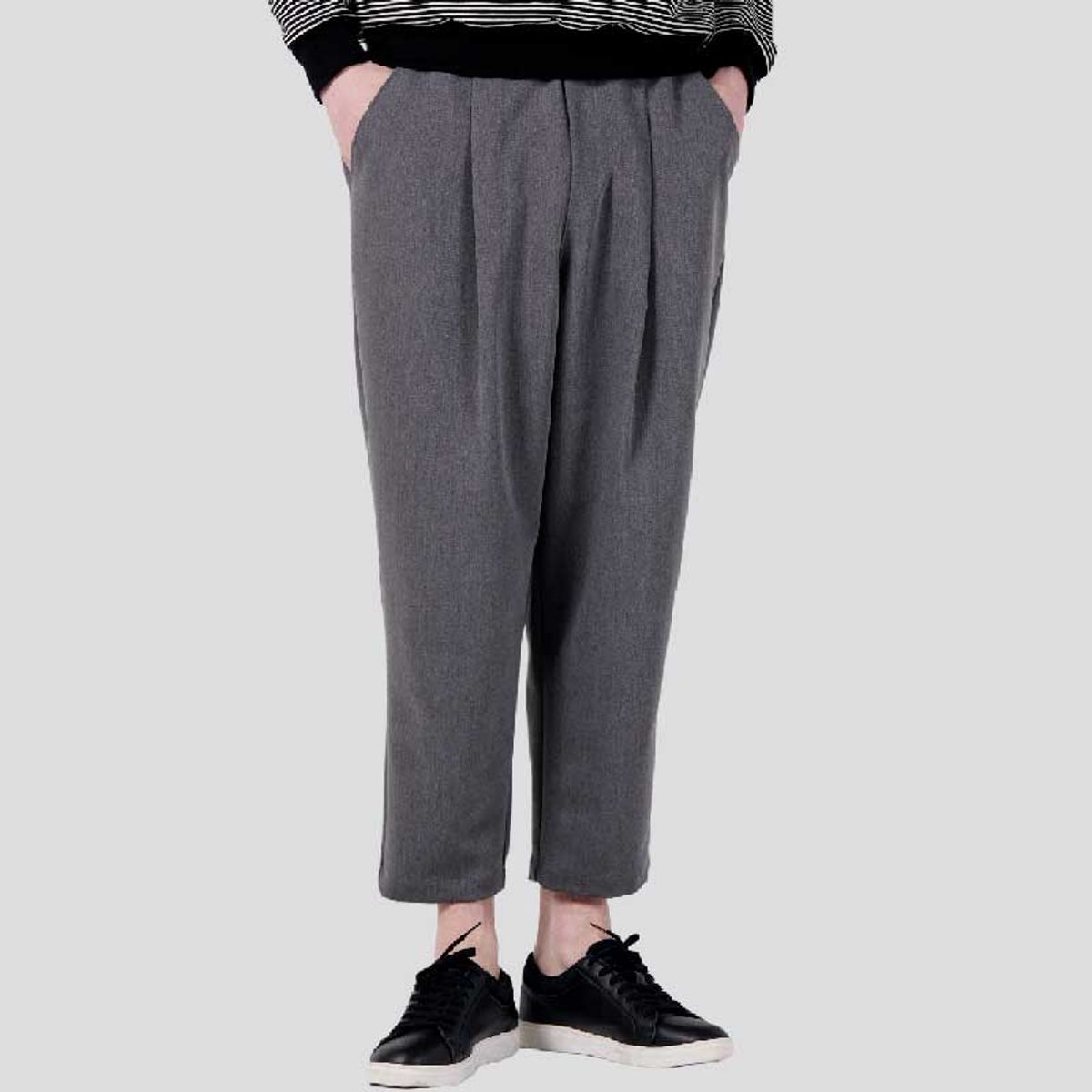 커스텀어스(CUSTOMUS) 남자 원턱 배기핏 밴딩 팬츠 CXS25FWPTA03 GRY