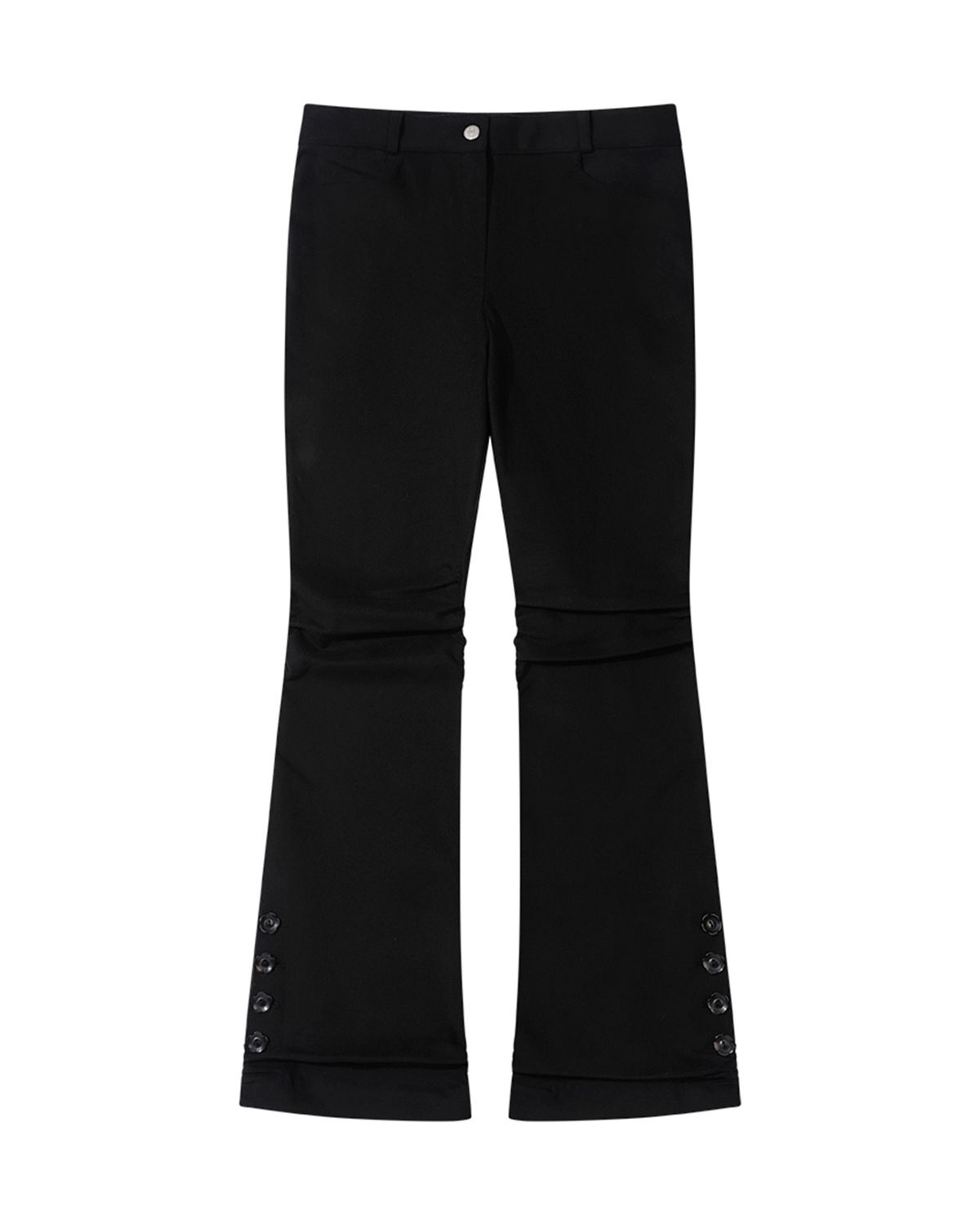 더뮤지엄비지터(THEMUSEUMVISITOR) SHIRRING BOOT-CUT PANTS (BLACK)