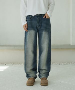[기모선택] 스트레이트 핏 페이드 레귤러 데님팬츠