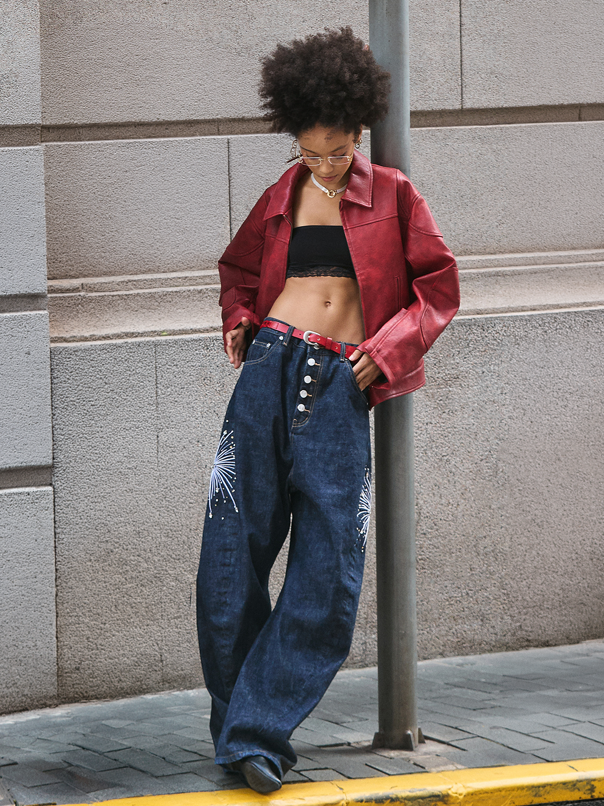 스팁(STEEPC) Fireworks*80s curved  jeans