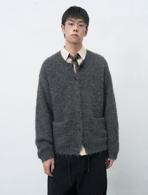 MAN 울 블랜드 헤어리 루즈핏 가디건 [CHARCOAL] / SBE4M04012