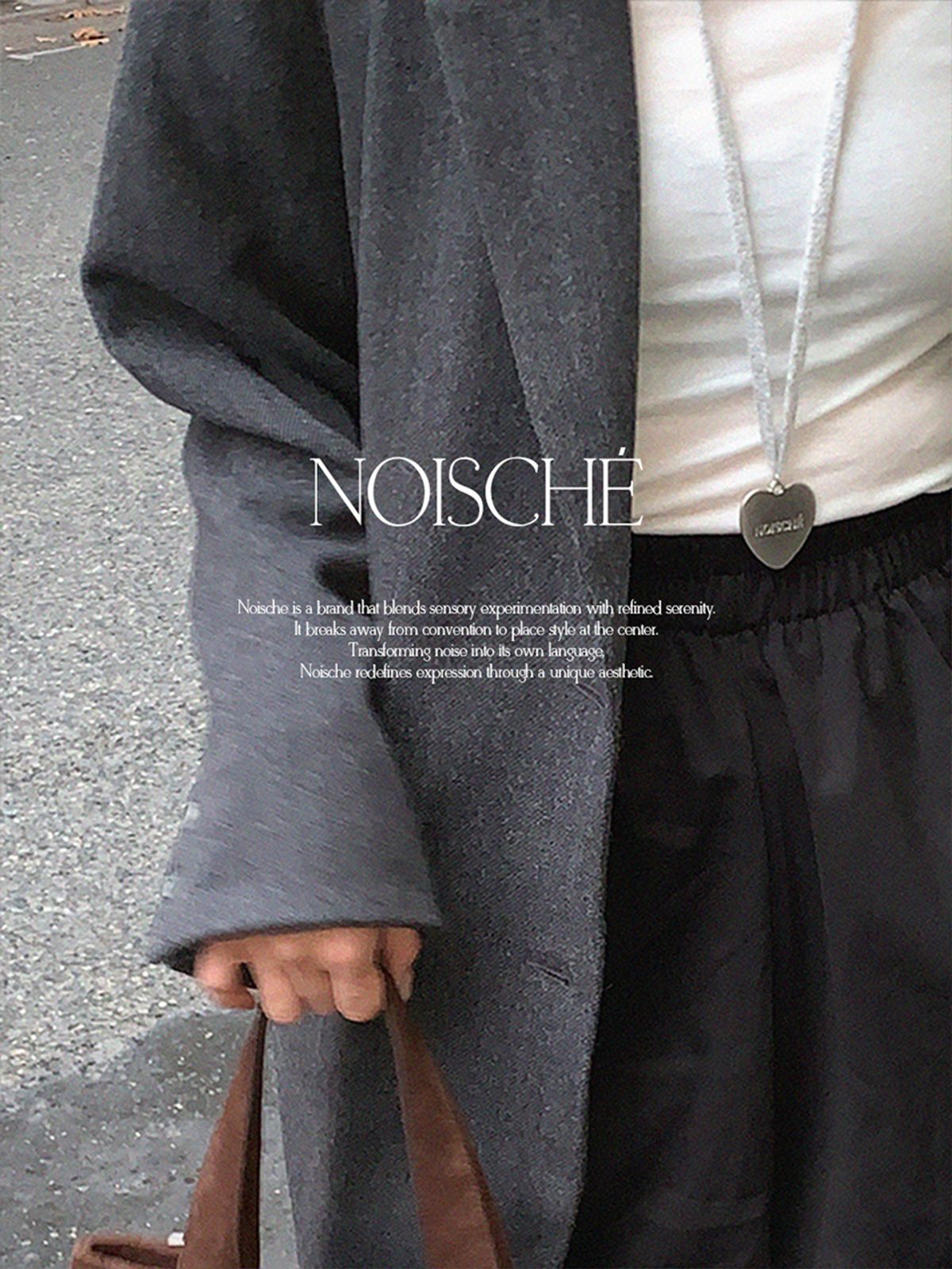 노이쉬(NOISCHE) 리앙 하트 네크리스 / 그레이