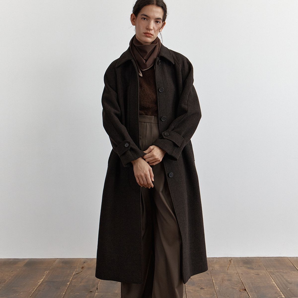 퍼블리카엑스(PUBLICKA X) THELMA  BALMACAAN COAT DARK BROWN