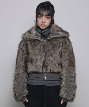 플러피 퍼 크롭 투웨이 자켓[그레이]